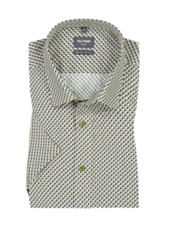 OLYMP Luxor Modern Fit Kurzarmhemd Im Minimalmuster, Hellgrün