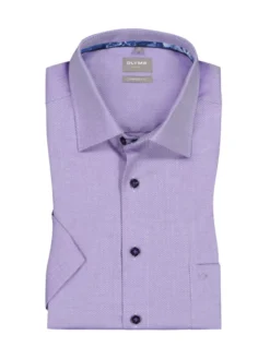OLYMP Luxor Comfort Fit Kurzarmhemd Aus Baumwolle, Lila