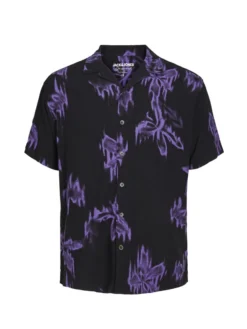 Jack & Jones Kurzarmhemd Mit Allover-Muster, Schwarz