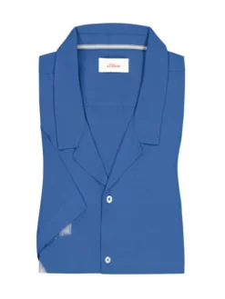 Kurzarmhemd Mit Palmen-Print, Extralang , Königsblau