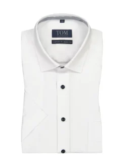 Bügelfreies Und Unifarbenes Kurzarmhemd, Weiß