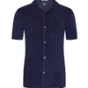 Kurzarmhemd In Softer Samt-Qualität , Marine