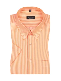 Eterna Comfort Fit Kurzarmhemd Mit Streifenmuster, Orange
