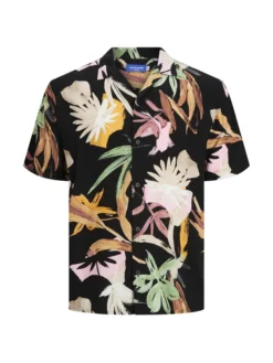 Jack & Jones Kurzarmhemd Mit Floralem Allover-Muster , Schwarz