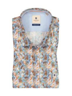 Kurzarmhemd Mit Floralem Print, Regular Fit, Blau