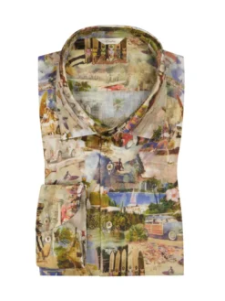 Stenströms Leinenhemd Im Retro-Look, Comfort Fit , Oliv