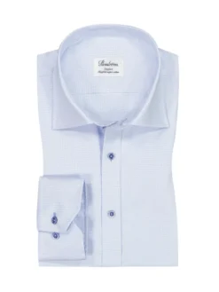 Stenströms Hemd Aus Baumwolle, Mit Feinem Pepita-Muster, Comfort Fit , Hellblau