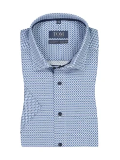 Bügelfreies Kurzarmhemd Mit Rautenmuster , Hellblau