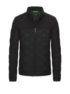 Boss Green Daunenjacke Mit Allover Logo-Print, Schwarz