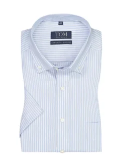 Bügelfreies Kurzarmhemd Mit Streifenmuster, Hellblau