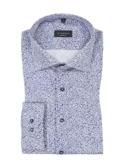 Eterna Hemd Aus Baumwolle Mit Blumenprint, Comfort Fit, Blau