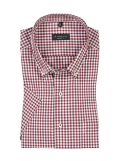 Eterna Comfort Fit Kurzarmhemd Mit Brusttasche Und Karo-Muster , Rot