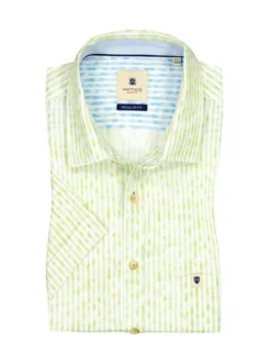 Kurzarmhemd Mit Streifenmuster, Regular Fit, Hellgrün