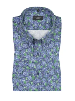 Eterna Comfort Fit, Kurzarmhemd Mit Allover-Print, Green Level High , Grün