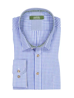 Trachtenhemd Mit Karomuster, Königsblau