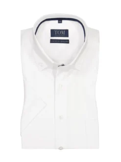 Bügelfreies Kurzarmhemd Aus Baumwolle , Weiß