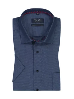 Bügelfreies Kurzarmhemd Mit Struktur , Marine