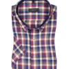 Eterna Comfort Fit Kurzarmhemd Mit Karo-Muster, Seersucker , Blau