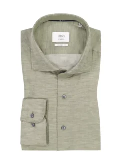 Softes Sporthemd Mit Leinenanteil, Oliv