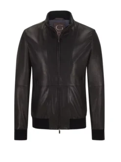 Lederblouson Aus Softem Lammnappa, Schwarz