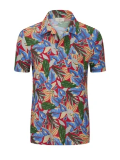 Poloshirt Mit Floralem Allower-Print , Rot