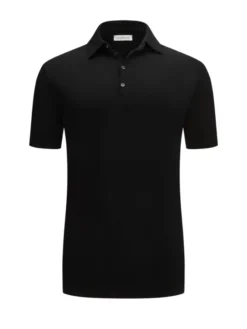 Poloshirt Aus Viskose Mit Stretchanteil, Schwarz