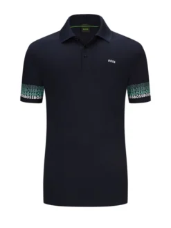 Boss Green Poloshirt Aus Baumwolle Mit Logo-Print Am Ärmelabschluss, Marine