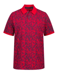 JP1880 Poloshirt Piquê Mit Allover-Print , Rot