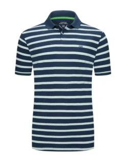 JP1880 Poloshirt In Piqué-Qualität Mit Ringelmuster , Blau