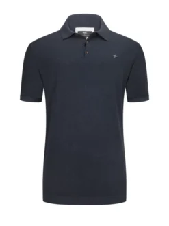 FYNCH-HATTON Poloshirt Mit Leinenanteil Und Mit Logo-Stickerei, Marine