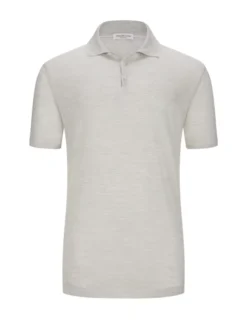 Poloshirt Mit Leinenanteil, Hellgrau
