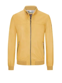 MILESTONE Lederjacke Aus Lammnappa , Gelb