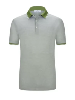 Poloshirt Mit Kontraststreifen Am Kragen , Grün