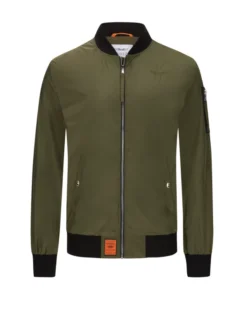Leichte Bomberjacke Mit College-Kragen , Khaki