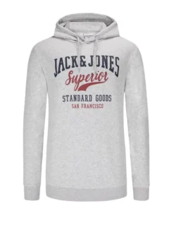 Jack & Jones Hoodie Mit Logo-Print, Hellgrau