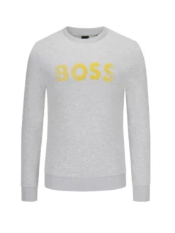 Boss Green Leichtes Sweatshirt Mit Logo-Stickerei , Hellgrau