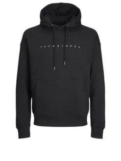 Jack & Jones Hoodie Mit Gummiertem Logo-Print, Schwarz