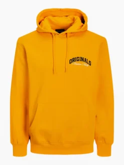 Jack & Jones Unifarbener Hoodie Mit Schriftzug Auf Brusthöhe, Gelb