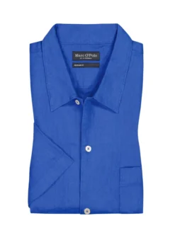 Kurzarmhemd Aus Leinen Mit Brusttasche , Königsblau