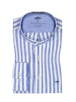 FYNCH-HATTON Leinenhemd Mit Streifenmuster, Königsblau