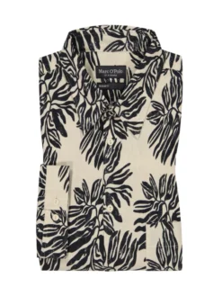 Hemd Mit Leinenanteil Und Mit Allover-Print , Beige