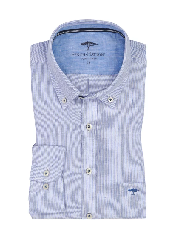 FYNCH-HATTON Leinenhemd Mit Nadelstreifen, Extralang , Marine 3 FYNCH-HATTON Leinenhemd Mit Nadelstreifen, Extralang , Marine
