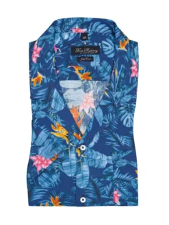 Kurzarmhemd Aus Leinen Mit Resortkragen , Königsblau