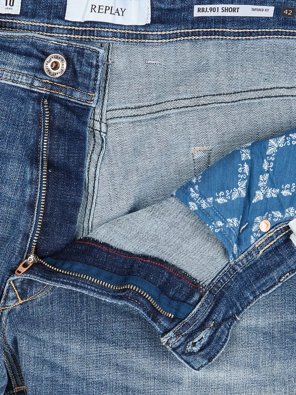 Replay Denim-Bermudas Im Used-Look, Blau 4 Replay Denim-Bermudas Im Used-Look, Blau – Bild 2